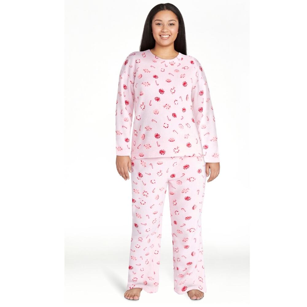 Soft Pink Plush Pajama Set XL Cozy Fleece Lounge Set 16/18 Warm Plus Size Soft